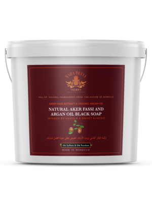 Moroccan aker fassi and argan black soap with almond and vanilla